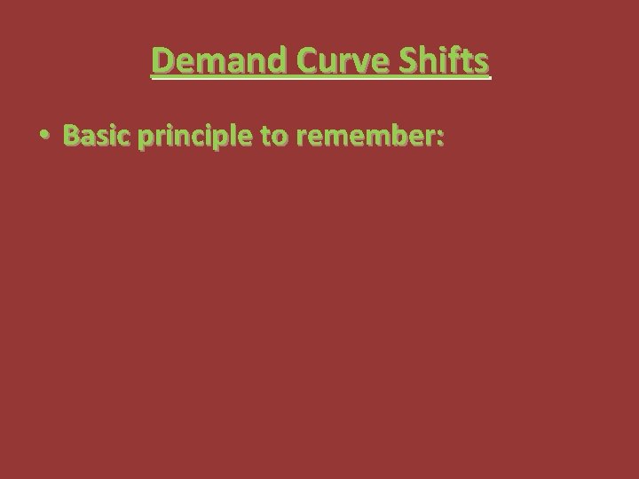 Demand Curve Shifts • Basic principle to remember: 