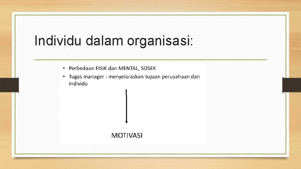 Individu dalam organisasi: 