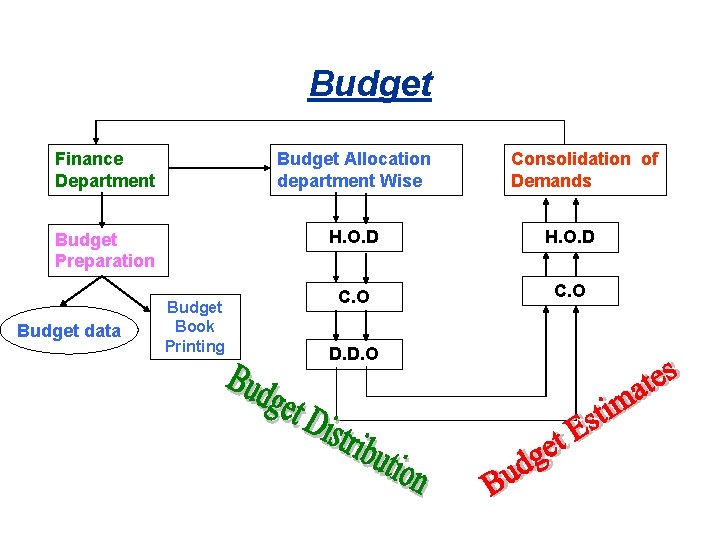 Budget Finance Department Budget Allocation department Wise Budget Preparation H. O. D C. O