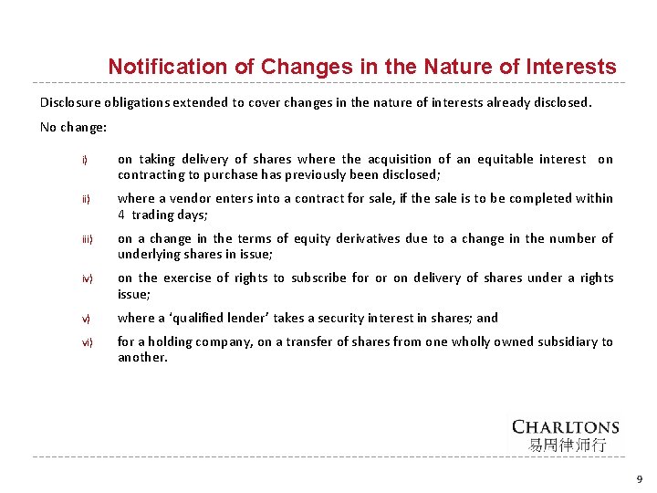 Notification of Changes in the Nature of Interests Disclosure obligations extended to cover changes