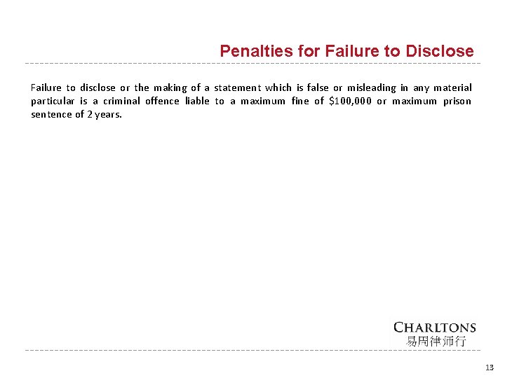 Penalties for Failure to Disclose Failure to disclose or the making of a statement