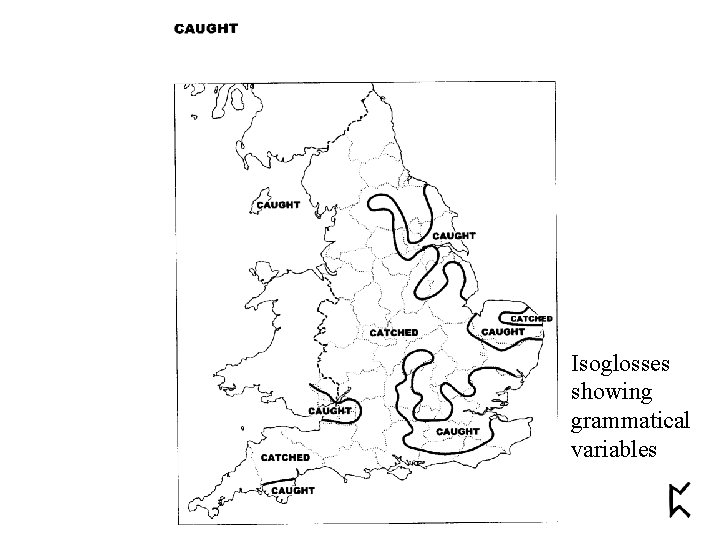 Isoglosses showing grammatical variables 