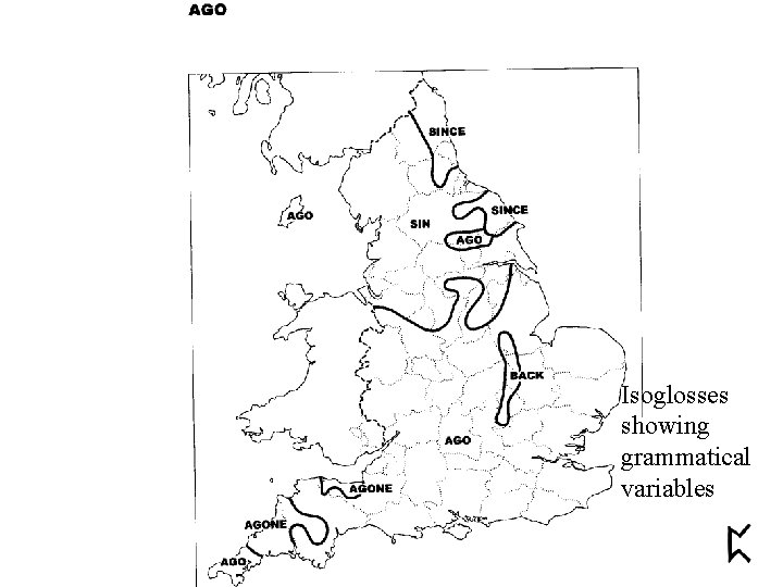 Isoglosses showing grammatical variables 