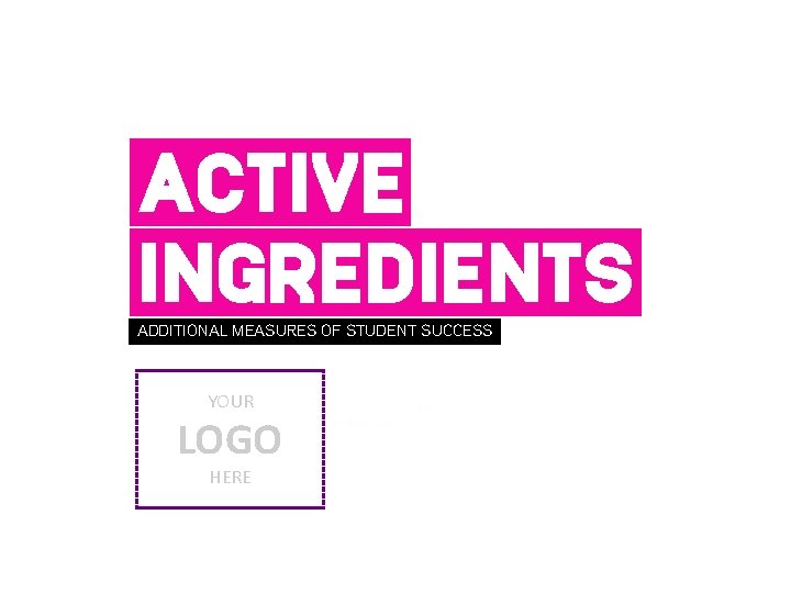 ACTIVE INGREDIENTS ADDITIONAL MEASURES OF STUDENT SUCCESS YOUR LOGO HERE 