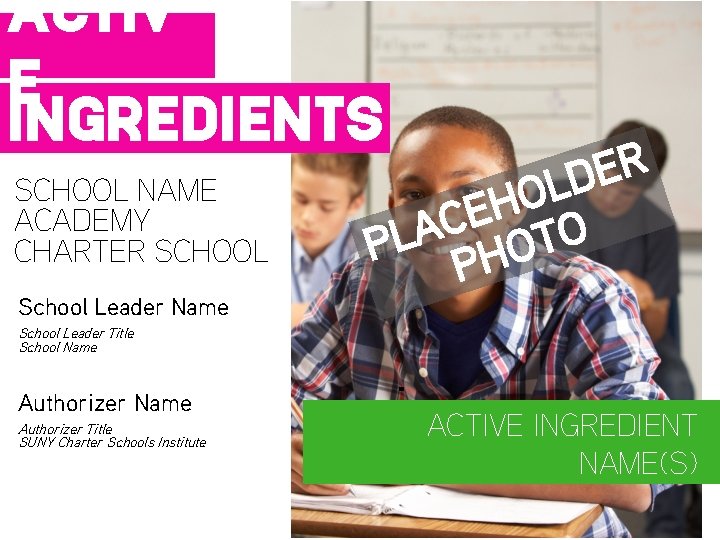 ACTIV E INGREDIENTS SCHOOL NAME ACADEMY CHARTER SCHOOL R E D L O H