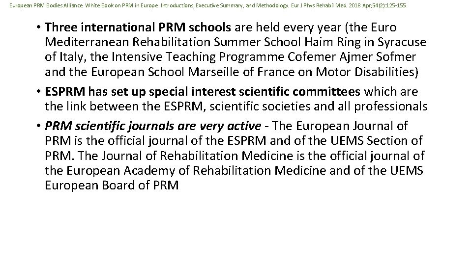 European PRM Bodies Alliance. White Book on PRM in Europe. Introductions, Executive Summary, and