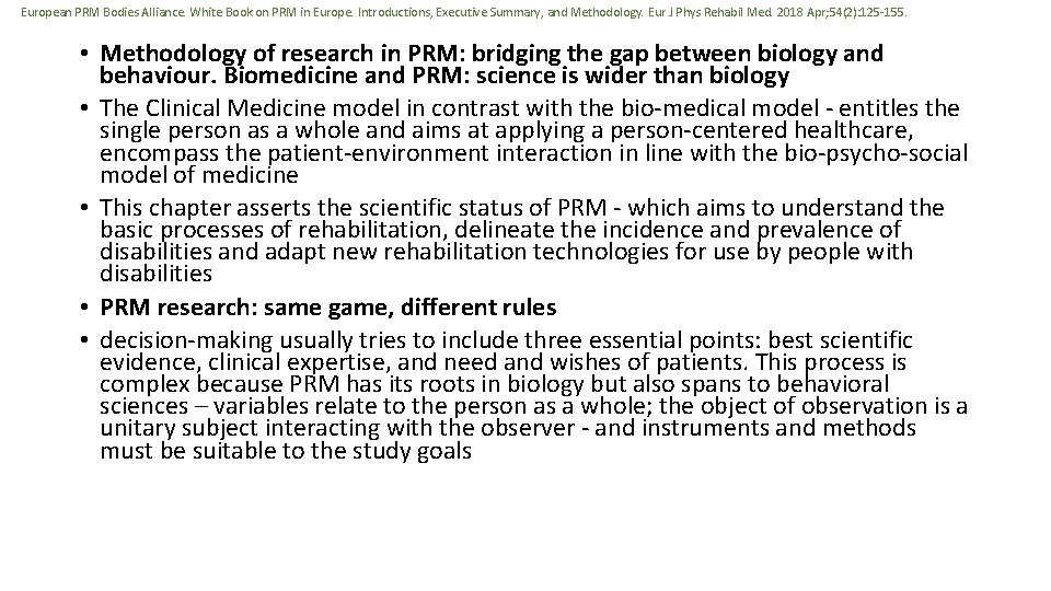 European PRM Bodies Alliance. White Book on PRM in Europe. Introductions, Executive Summary, and