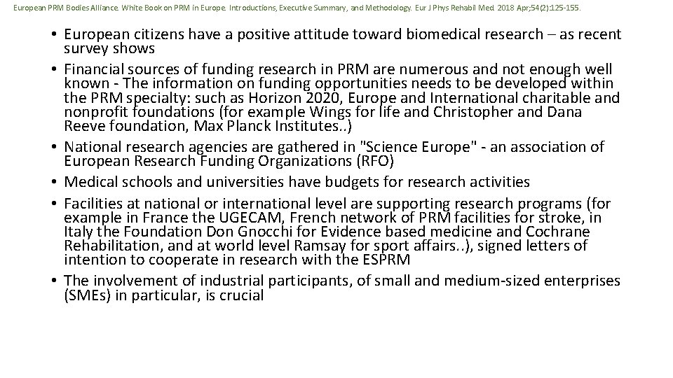 European PRM Bodies Alliance. White Book on PRM in Europe. Introductions, Executive Summary, and