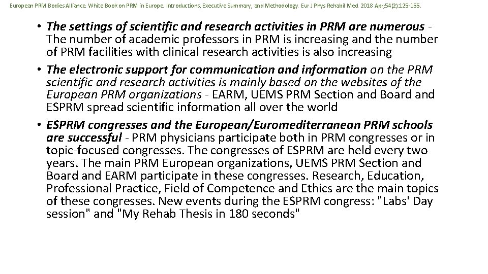 European PRM Bodies Alliance. White Book on PRM in Europe. Introductions, Executive Summary, and