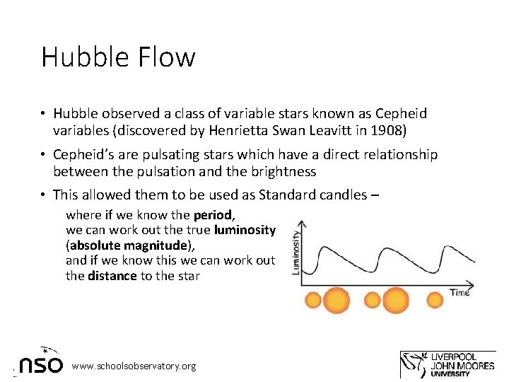 Hubble Flow • Hubble observed a class of variable stars known as Cepheid variables
