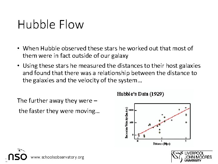 Hubble Flow • When Hubble observed these stars he worked out that most of