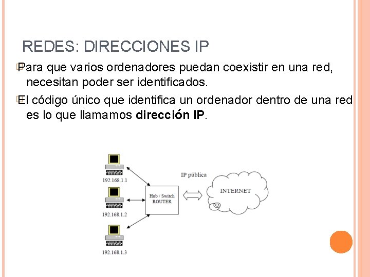 REDES: DIRECCIONES IP � Para que varios ordenadores puedan coexistir en una red, necesitan
