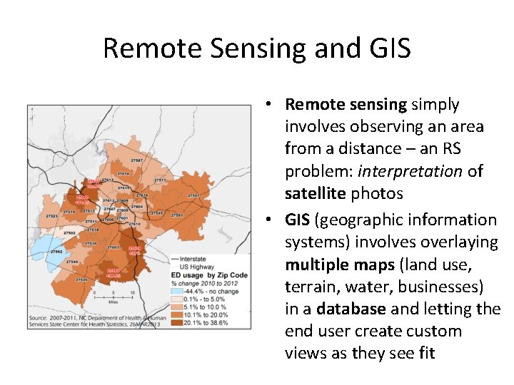 Remote Sensing and GIS • Remote sensing simply involves observing an area from a