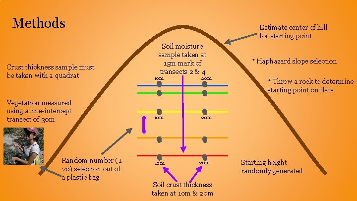 Methods Crust thickness sample must be taken with a quadrat Vegetation measured using a Methods Crust thickness sample must be taken with a quadrat Vegetation measured using a