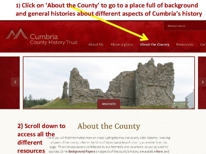 1) Click on ‘About the County’ to go to a place full of background