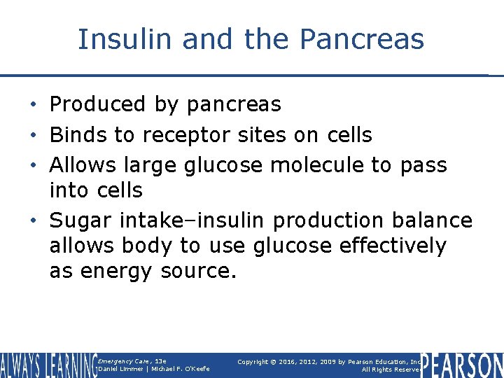 Insulin and the Pancreas • Produced by pancreas • Binds to receptor sites on