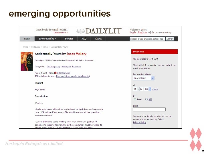 emerging opportunities Harlequin Enterprises Limited 25 