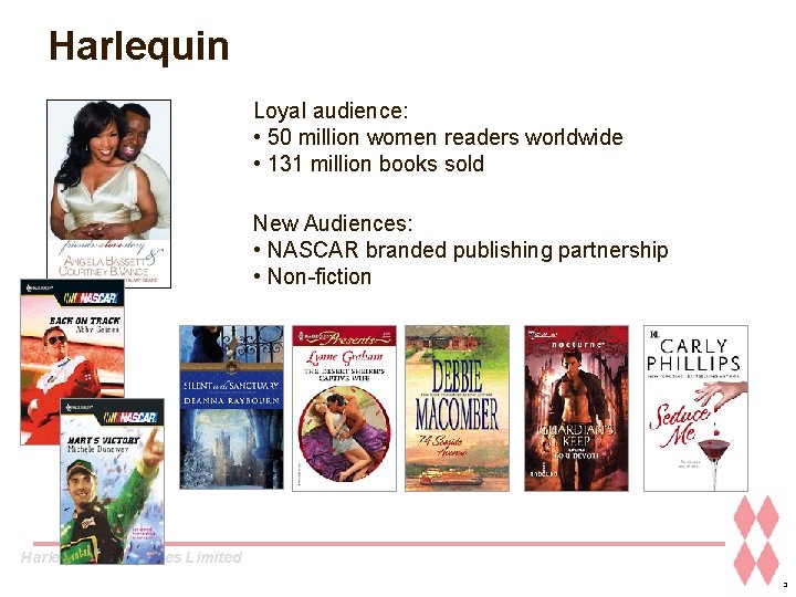 Harlequin Loyal audience: • 50 million women readers worldwide • 131 million books sold