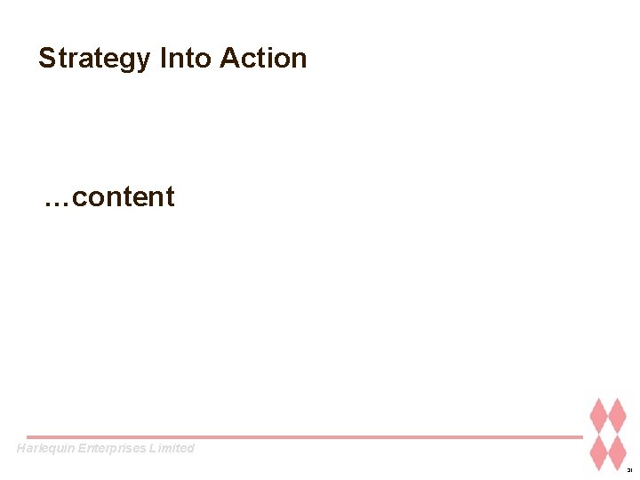 Strategy Into Action …content Harlequin Enterprises Limited 31 