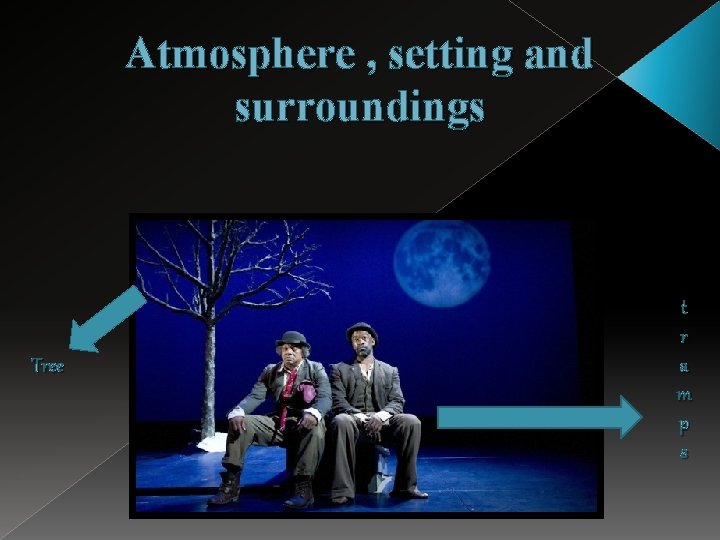 Atmosphere , setting and surroundings Tree t r a m p s 