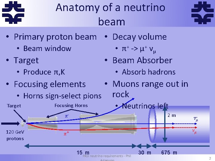 f Anatomy of a neutrino beam f • Primary proton beam • Decay volume
