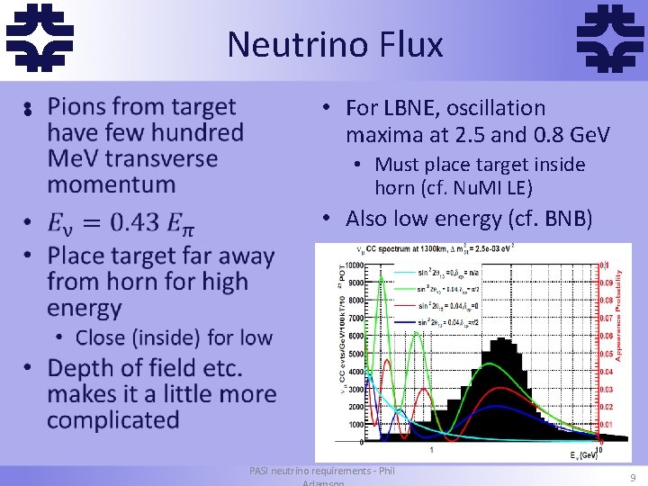f • Neutrino Flux f • For LBNE, oscillation maxima at 2. 5 and