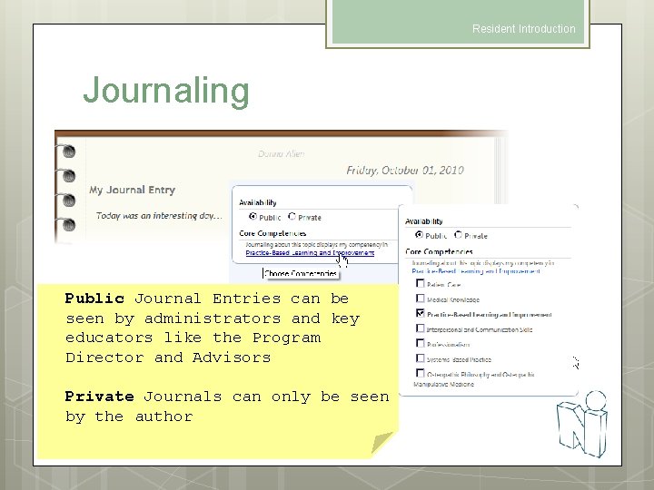 Resident Introduction Journaling Public Journal Entries can be seen by administrators and key educators