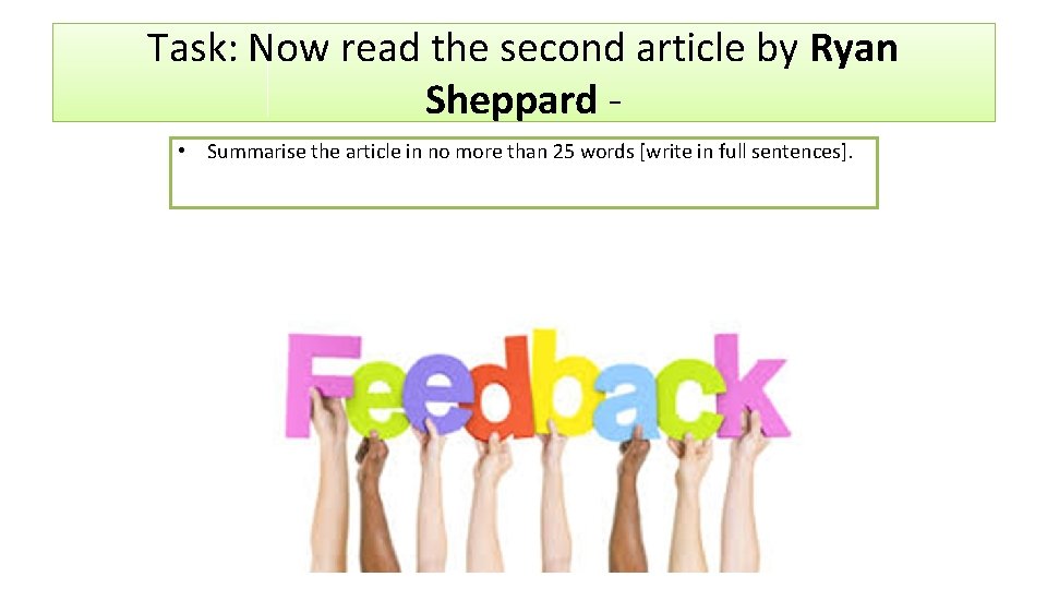 Task: Now read the second article by Ryan Sheppard • Summarise the article in