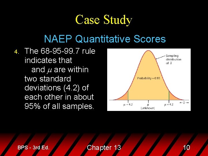 Case Study NAEP Quantitative Scores 4. The 68 -95 -99. 7 rule indicates that