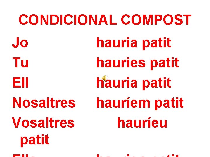 CONDICIONAL COMPOST Jo Tu Ell Nosaltres Vosaltres patit hauria patit hauries patit hauria patit
