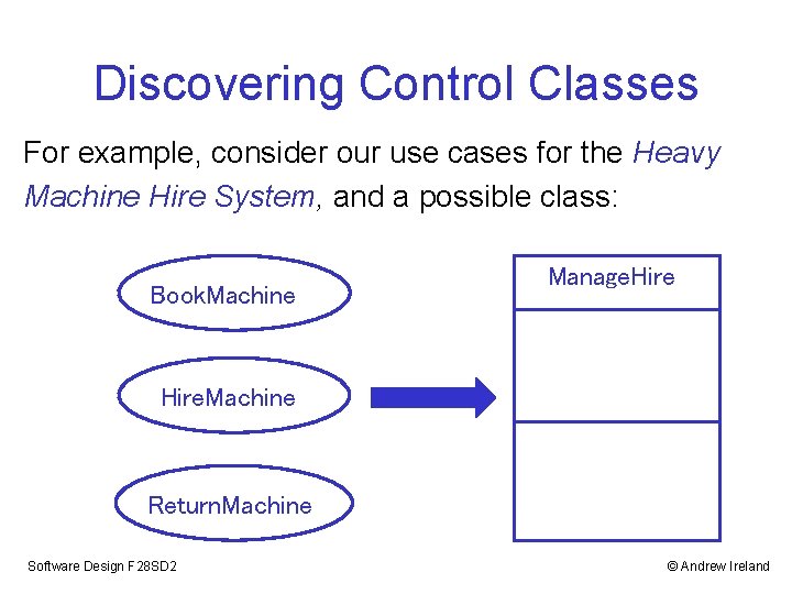 Discovering Control Classes For example, consider our use cases for the Heavy Machine Hire