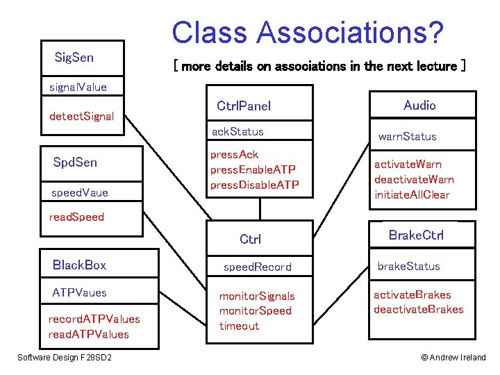 Sig. Sen Class Associations? [ more details on associations in the next lecture ]