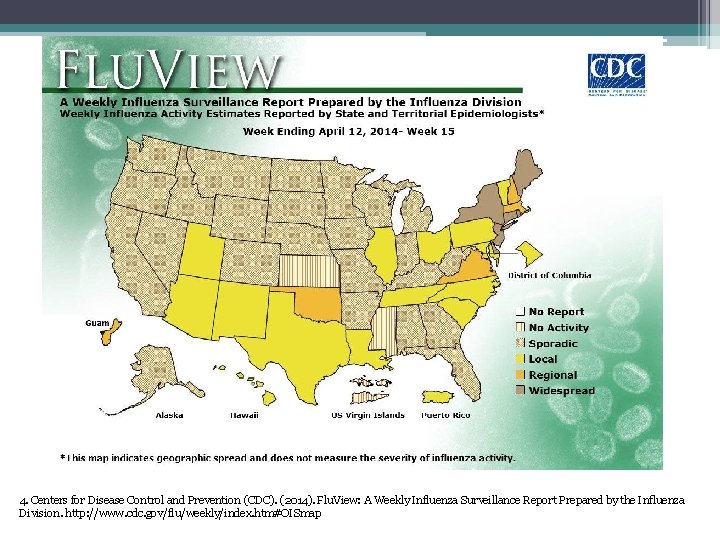 4. Centers for Disease Control and Prevention (CDC). (2014). Flu. View: A Weekly Influenza