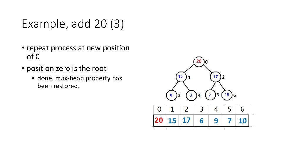 Example, add 20 (3) • repeat process at new position of 0 • position