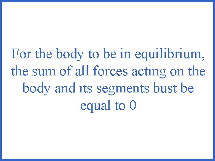 For the body to be in equilibrium, the sum of all forces acting on