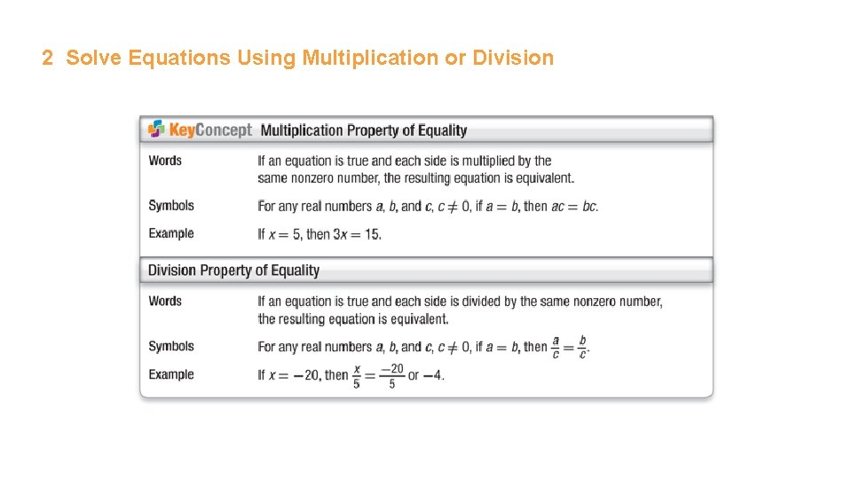 2 Solve Equations Using Multiplication or Division 