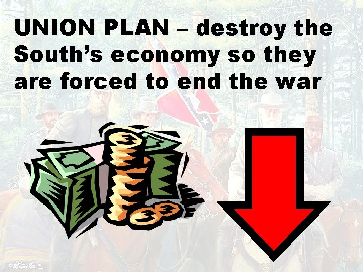 UNION PLAN – destroy the South’s economy so they are forced to end the