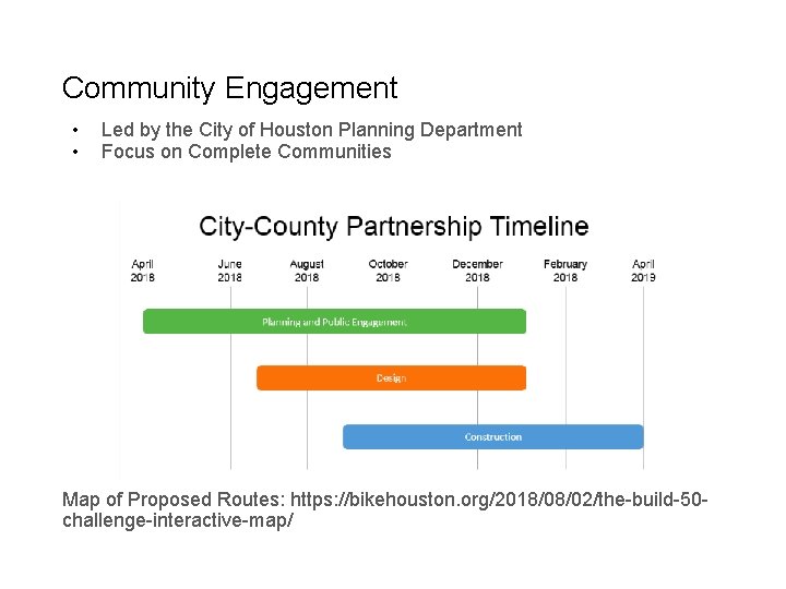 Community Engagement • • Led by the City of Houston Planning Department Focus on