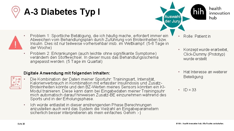 A-3 Diabetes Typ I • • Auswahl der Jury Problem 1: Sportliche Betätigung, die