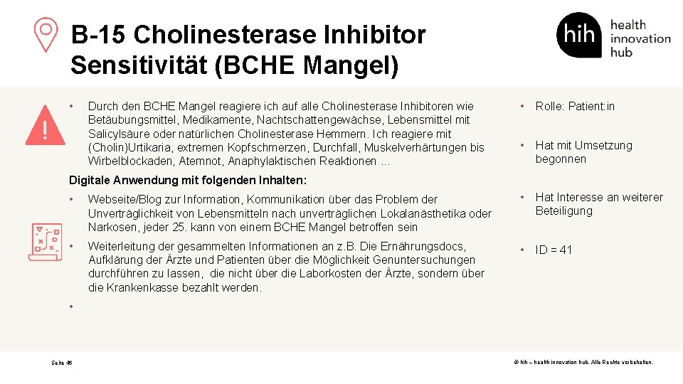 B-15 Cholinesterase Inhibitor Sensitivität (BCHE Mangel) • Durch den BCHE Mangel reagiere ich auf