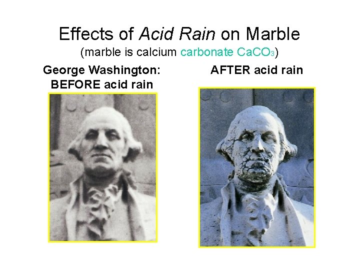 Effects of Acid Rain on Marble (marble is calcium carbonate Ca. CO 3) George
