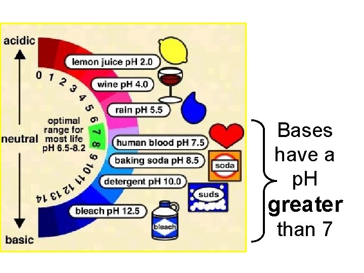 Bases have a p. H greater than 7 