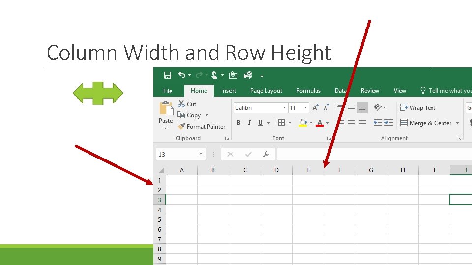Column Width and Row Height 