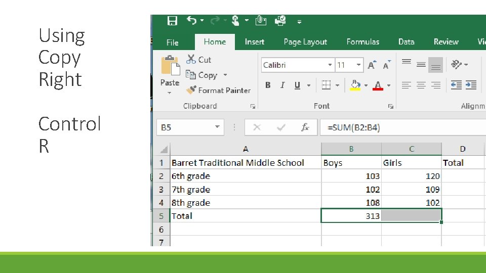 Using Copy Right Control R 