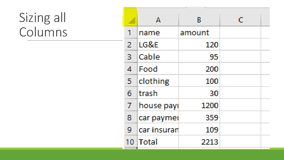 Sizing all Columns 