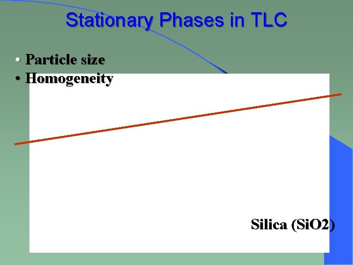 Stationary Phases in TLC • Particle size • Homogeneity Silica (Si. O 2) 