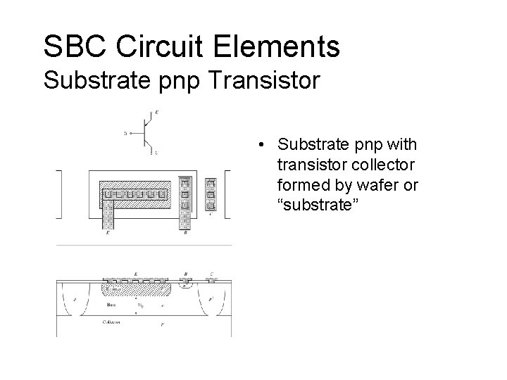 SBC Circuit Elements Substrate pnp Transistor • Substrate pnp with transistor collector formed by