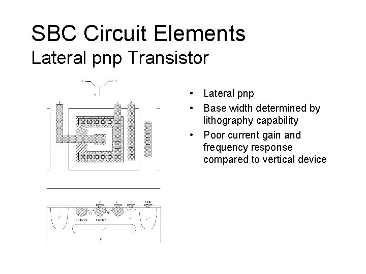 SBC Circuit Elements Lateral pnp Transistor • Lateral pnp • Base width determined by