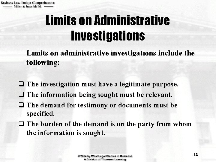 Limits on Administrative Investigations Limits on administrative investigations include the following: q The investigation