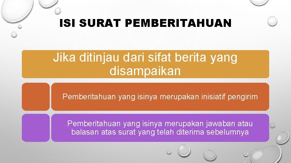 ISI SURAT PEMBERITAHUAN Jika ditinjau dari sifat berita yang disampaikan Pemberitahuan yang isinya merupakan